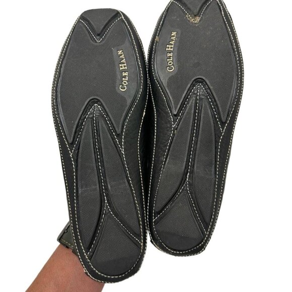 Cole Haan Womens 7.5 Black Pebbled Cut Out Leather Mules Slip On Driving Shoe - Picture 8 of 11